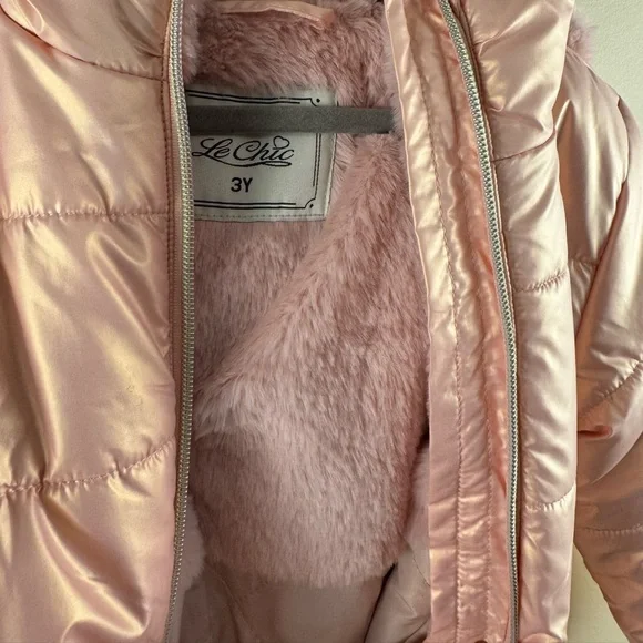 Le Chic Metallic Pink Puffy Coat with Belt Bag - Picture 10 of 10